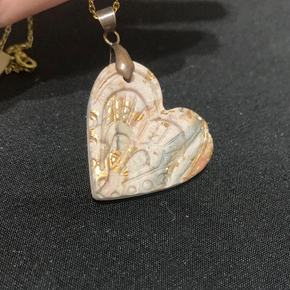 Handmade Jewelry - Handcrafted Clay Heart-Shaped Pendant Necklace